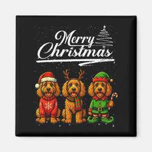 Merry Christmas Labradoodle Reindeer Elf Santa Dog Magnet