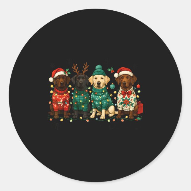 Merry Christmas Labrador Dog Retro Xmas Puppy Men  Classic Round Sticker (Front)