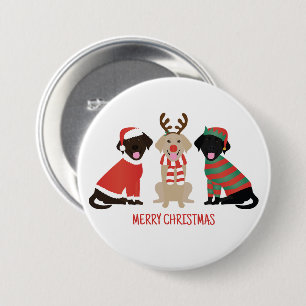 Merry Christmas Labrador Retriever Dogs 3 Inch Round Button