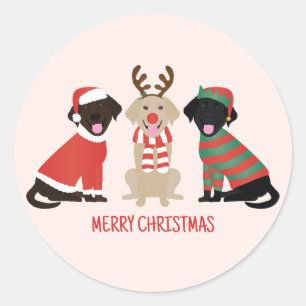 Merry Christmas Labrador Retriever Dogs Classic Round Sticker