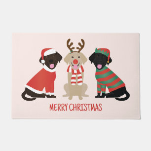 Merry Christmas Labrador Retriever Dogs Doormat