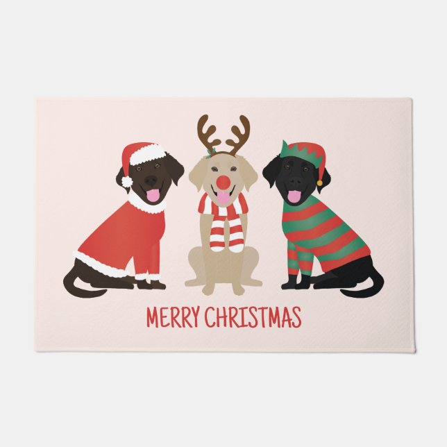 Merry Christmas Labrador Retriever Dogs Doormat (Front)