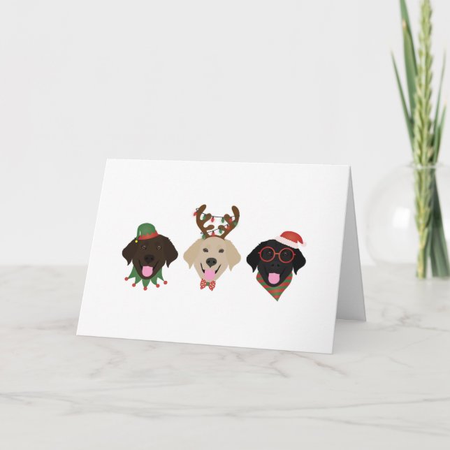Merry Christmas Labrador Retriever Dogs Holiday Card (Front)
