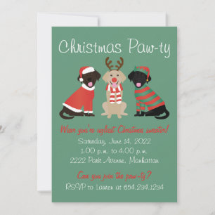 Merry Christmas Labrador Retriever Dogs Invitation