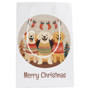 Merry Christmas Labrador Retriever Dogs Medium Gift Bag