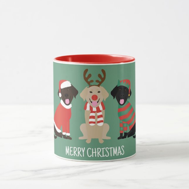 Merry Christmas Labrador Retriever Dogs Mug (Center)