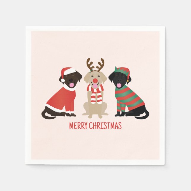 Merry Christmas Labrador Retriever Dogs Napkin (Front)