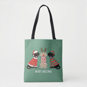 Merry Christmas Labrador Retriever Dogs Tote Bag
