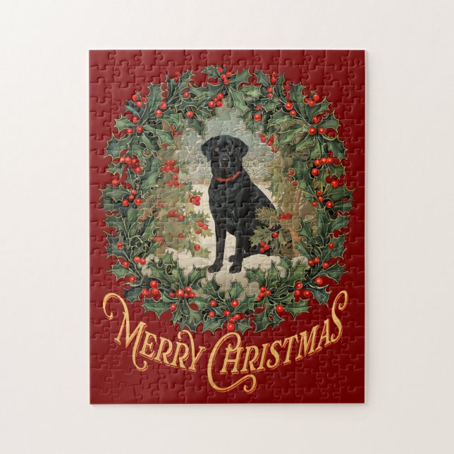 Merry Christmas Labrador Retriever Jigsaw Puzzle (Vertical)