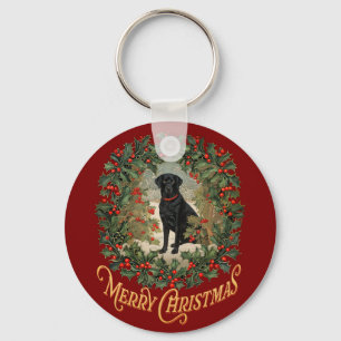 Merry Christmas Labrador Retriever Keychain