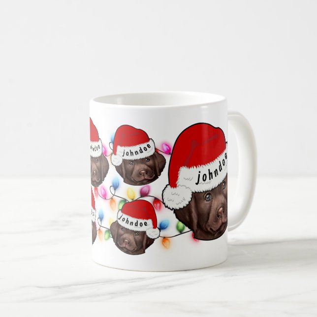 Merry Christmas Labrador Retriever Santa Hat Cute Coffee Mug (Front Right)