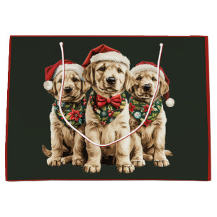 Merry Christmas Labrador Retriever Santa Puppy Dog Large Gift Bag
