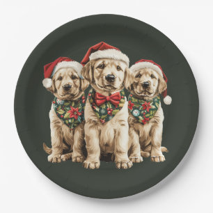 Merry Christmas Labrador Retriever Santa Puppy Dog Paper Plate