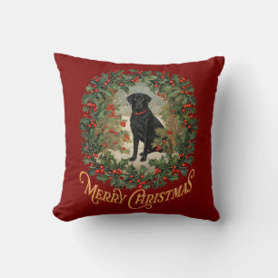Merry Christmas Labrador Retriever Throw Pillow