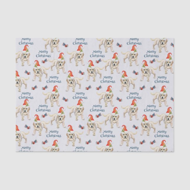 Merry Christmas Labrador Retriever With Santa Hat  Tissue Paper (Front)
