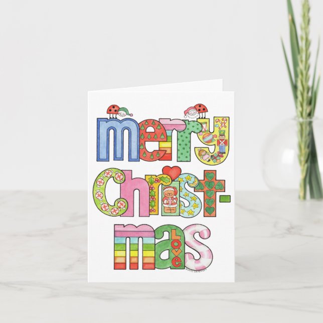 Merry Christmas Ladybug Letters Card (Front)