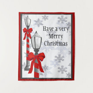 Merry Christmas Lamp Post Tapestry