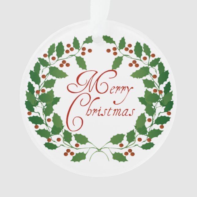 Merry Christmas Laurel Ornament (Front)