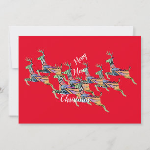 Merry Christmas Leaping Deer Holiday Card