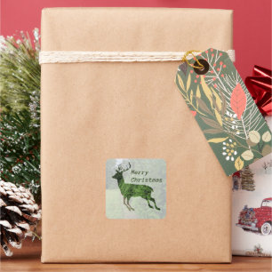 Merry Christmas Leaping Deer Sticker