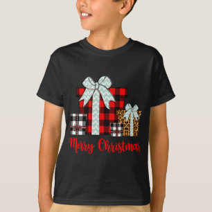 Merry Christmas Leopard Buffalo Plaid Christmas Pr T-Shirt