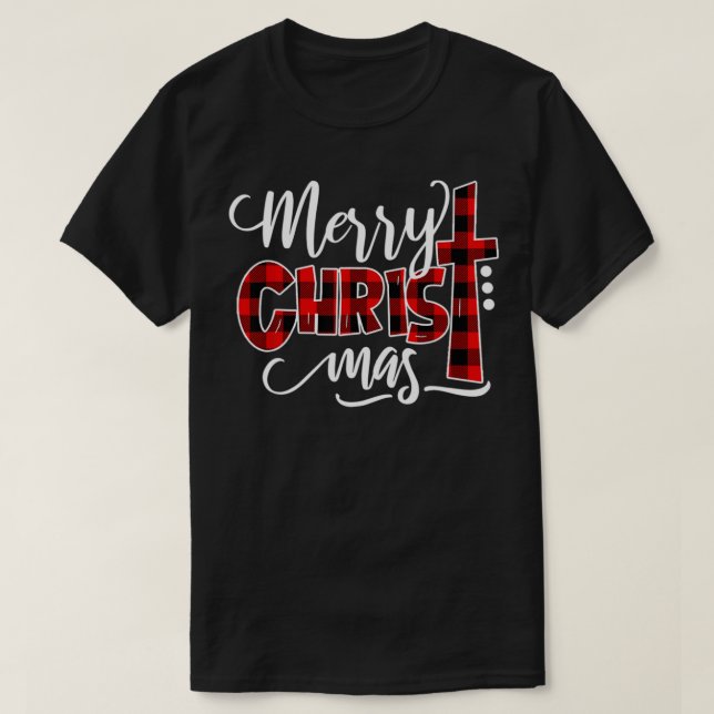 Merry Christmas Leopard Buffalo Red Plaid For Men  T-Shirt (Design Front)