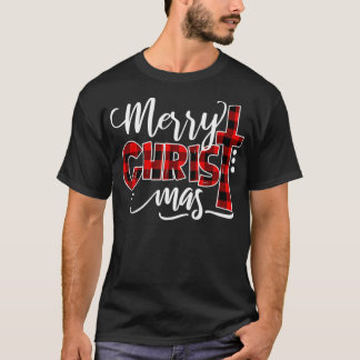 Merry Christmas Leopard Buffalo Red Plaid For Men  T-Shirt