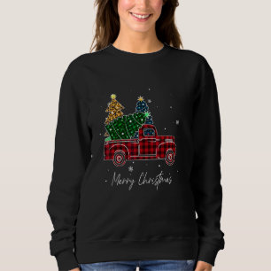 Merry Christmas Leopard Buffalo Truck Tree Red Pla Sweatshirt