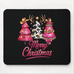 Merry Christmas Leopard Cowhide Nk Xmas Tree Rodeo Mouse Pad