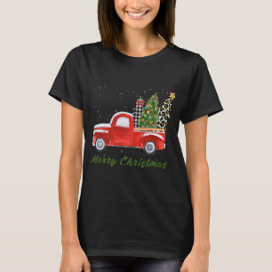 Merry Christmas Leopard Plaid Christmas Tree Red T T-Shirt