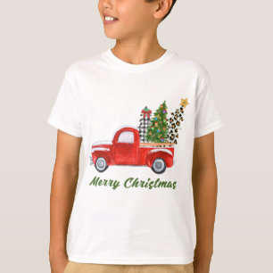 Merry Christmas Leopard Plaid Christmas TreeRed Tr T-Shirt