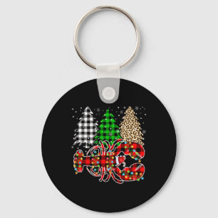 Merry Christmas Leopard Plaid Tree Funny Lobster A Keychain