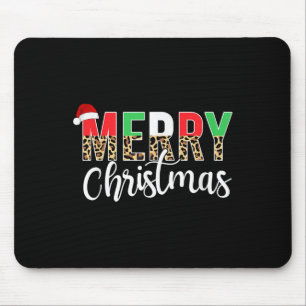 Merry Christmas Leopard Print Xmas Family Matching Mouse Pad