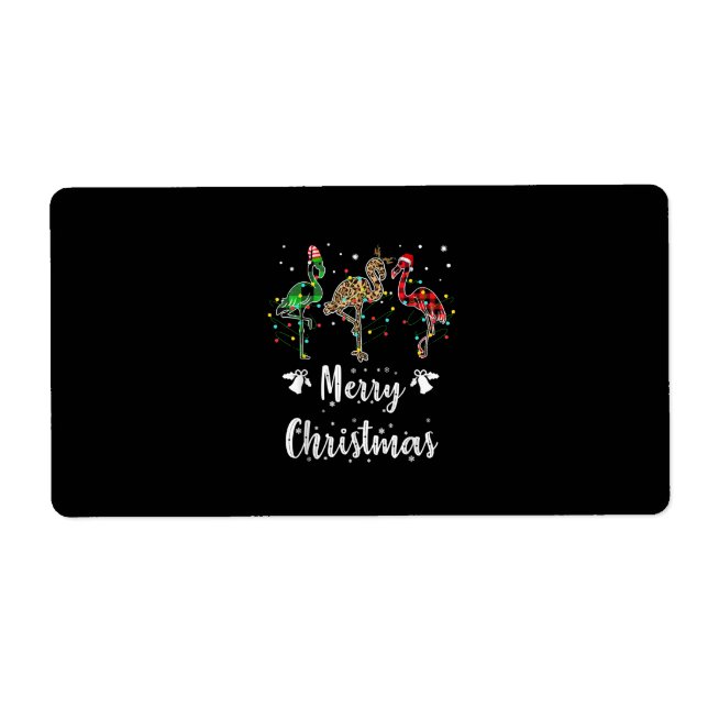 Merry Christmas Leopard Red Green Plaid Flamingo (Front)
