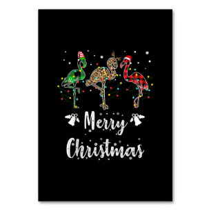Merry Christmas Leopard Red Green Plaid Flamingo Table Number