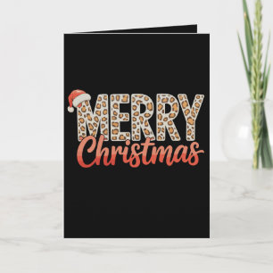 Merry Christmas Leopard Santa Hat Cheetah Xmas Holiday Card