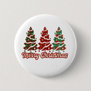 Merry Christmas Leopard Tree 2 Inch Round Button