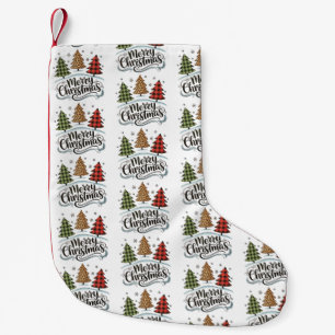 Merry Christmas Leopard Tree Red Buffalo Plaid Small Christmas Stocking