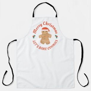 Merry Christmas Let's Bake Cookies Gingerbread Man Apron