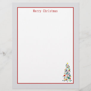 Merry Christmas Letter Mid Century Tree Ornaments Letterhead