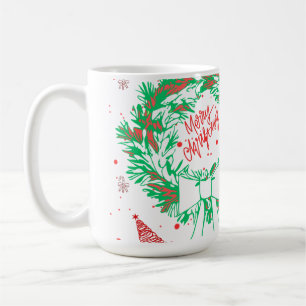 Merry Christmas Lettering and Gingerbread Holiday. Coffee Mug