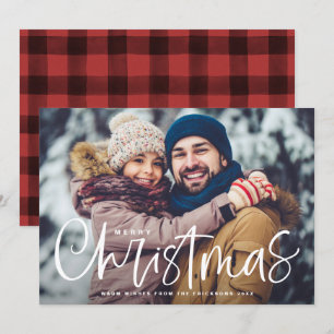 Merry Christmas Lettering Overlay Photo Holiday Card