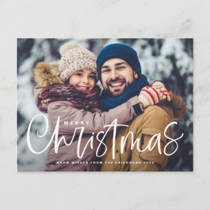 Merry Christmas Lettering Overlay Photo Holiday Postcard