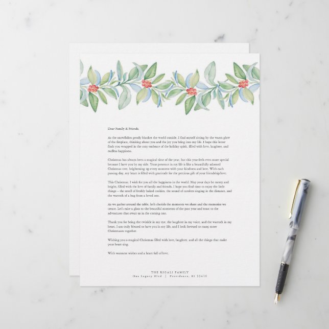 Merry Christmas Letters Template Letterhead (Front/Back In Situ)