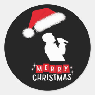 Merry Christmas Library Tree Classic Round Sticker