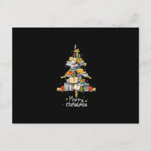 Merry Christmas Library Tree Cute Book Lover Libra Postcard