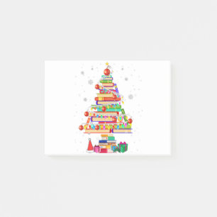 Merry Christmas Library Tree Cute Book Lover Post-it Notes