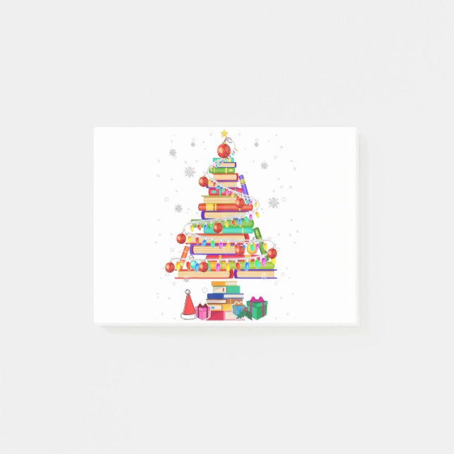 Merry Christmas Library Tree Cute Book Lover Post-it Notes (Front)