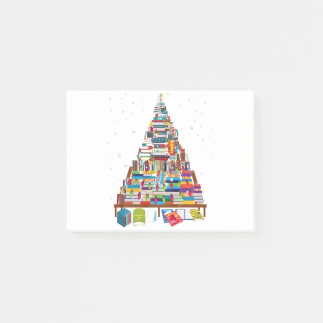 Merry Christmas Library Tree Gift For Book Lover Post-it Notes (Front)