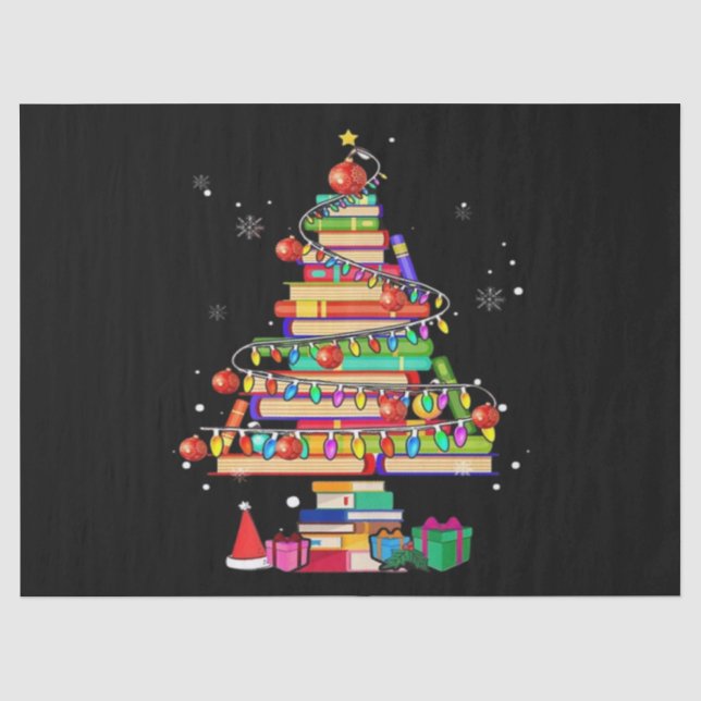Merry Christmas Library Tree Tissue Paper (Front)